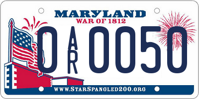 MD license plate 0AR0050
