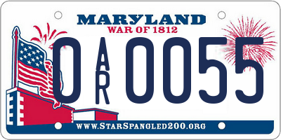 MD license plate 0AR0055