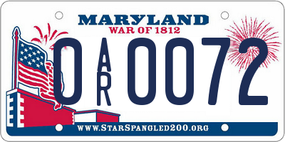 MD license plate 0AR0072