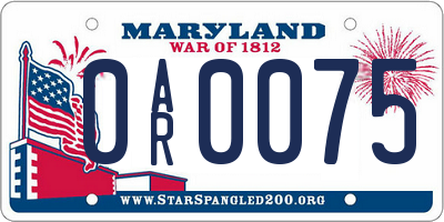 MD license plate 0AR0075