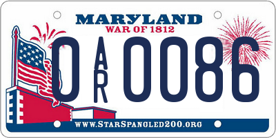 MD license plate 0AR0086