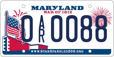MD license plate 0AR0088