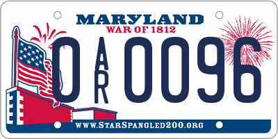 MD license plate 0AR0096