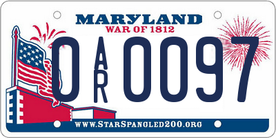 MD license plate 0AR0097