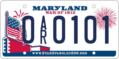MD license plate 0AR0101