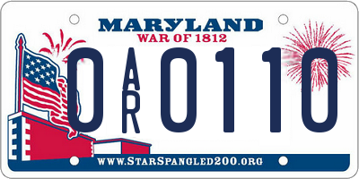 MD license plate 0AR0110
