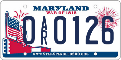 MD license plate 0AR0126