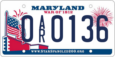 MD license plate 0AR0136