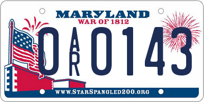 MD license plate 0AR0143