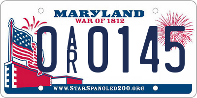 MD license plate 0AR0145