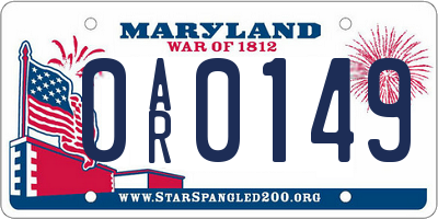 MD license plate 0AR0149