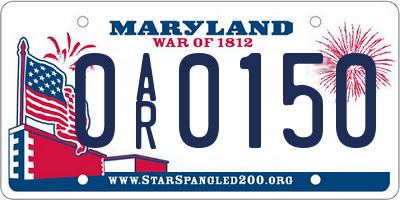 MD license plate 0AR0150