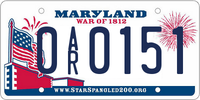 MD license plate 0AR0151