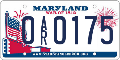 MD license plate 0AR0175