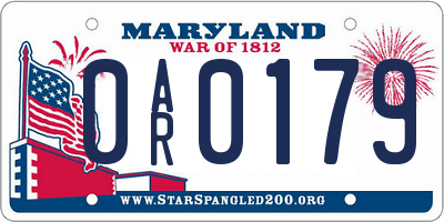 MD license plate 0AR0179