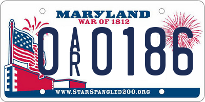 MD license plate 0AR0186
