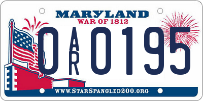 MD license plate 0AR0195