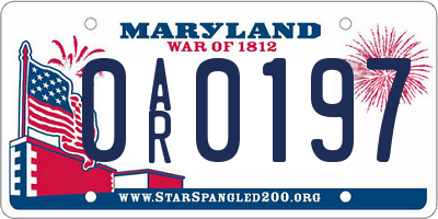 MD license plate 0AR0197