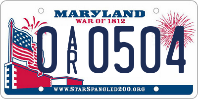 MD license plate 0AR0504