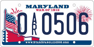MD license plate 0AR0506