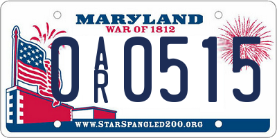 MD license plate 0AR0515