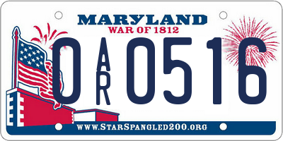 MD license plate 0AR0516