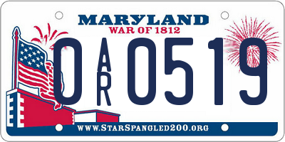 MD license plate 0AR0519