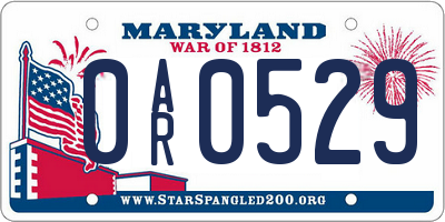 MD license plate 0AR0529