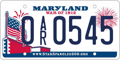 MD license plate 0AR0545