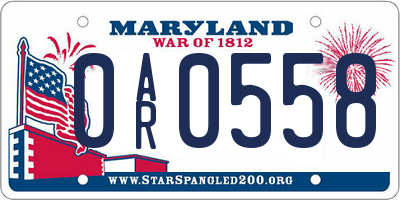 MD license plate 0AR0558