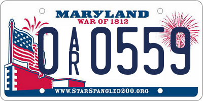 MD license plate 0AR0559