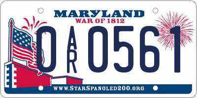 MD license plate 0AR0561