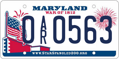 MD license plate 0AR0563