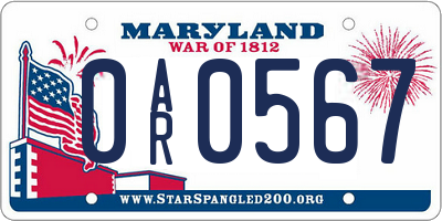 MD license plate 0AR0567