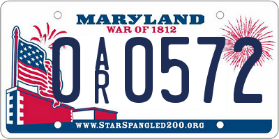 MD license plate 0AR0572