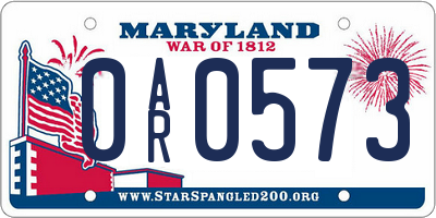 MD license plate 0AR0573