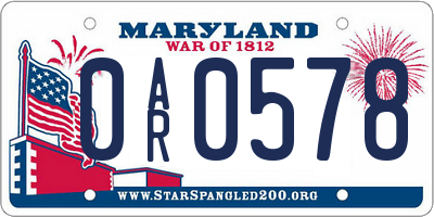 MD license plate 0AR0578