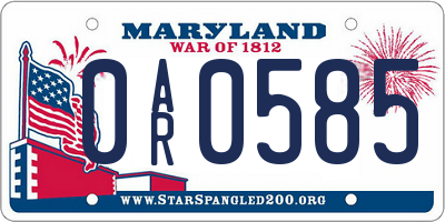 MD license plate 0AR0585