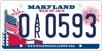 MD license plate 0AR0593