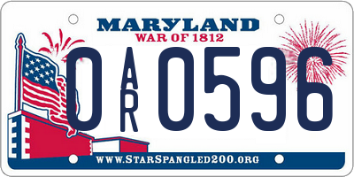 MD license plate 0AR0596