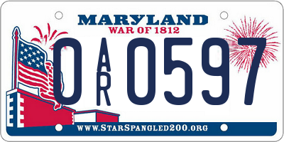 MD license plate 0AR0597