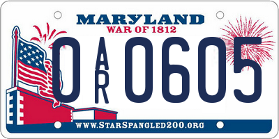 MD license plate 0AR0605