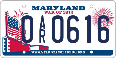 MD license plate 0AR0616