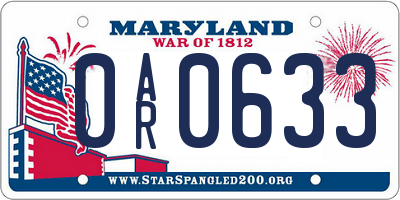 MD license plate 0AR0633