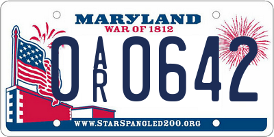 MD license plate 0AR0642