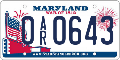 MD license plate 0AR0643