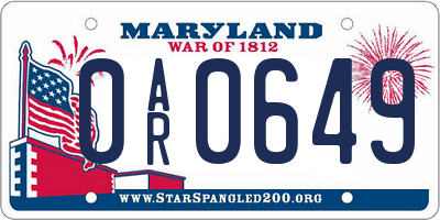 MD license plate 0AR0649