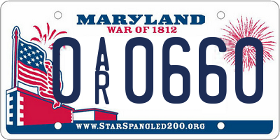 MD license plate 0AR0660