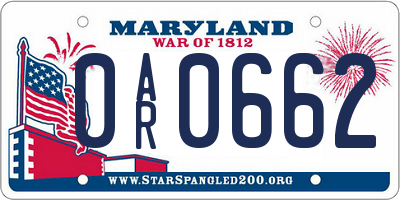 MD license plate 0AR0662