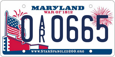 MD license plate 0AR0665